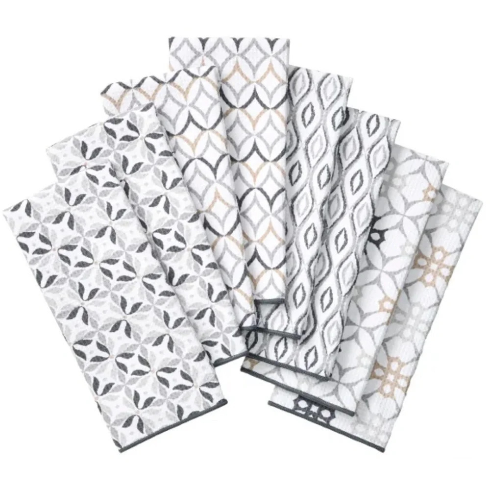 Microfiber Kitchen Towels, 8 Pack Gray Town & Country